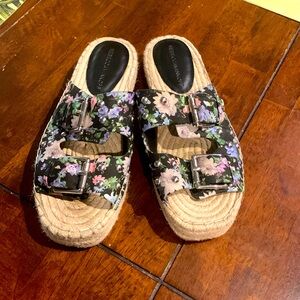 REBECCA MINKOFF SLIDE SANDAL FLOWER WITH BUCKLE ACROSS SIZE 7 MED JODI ESPADRELE